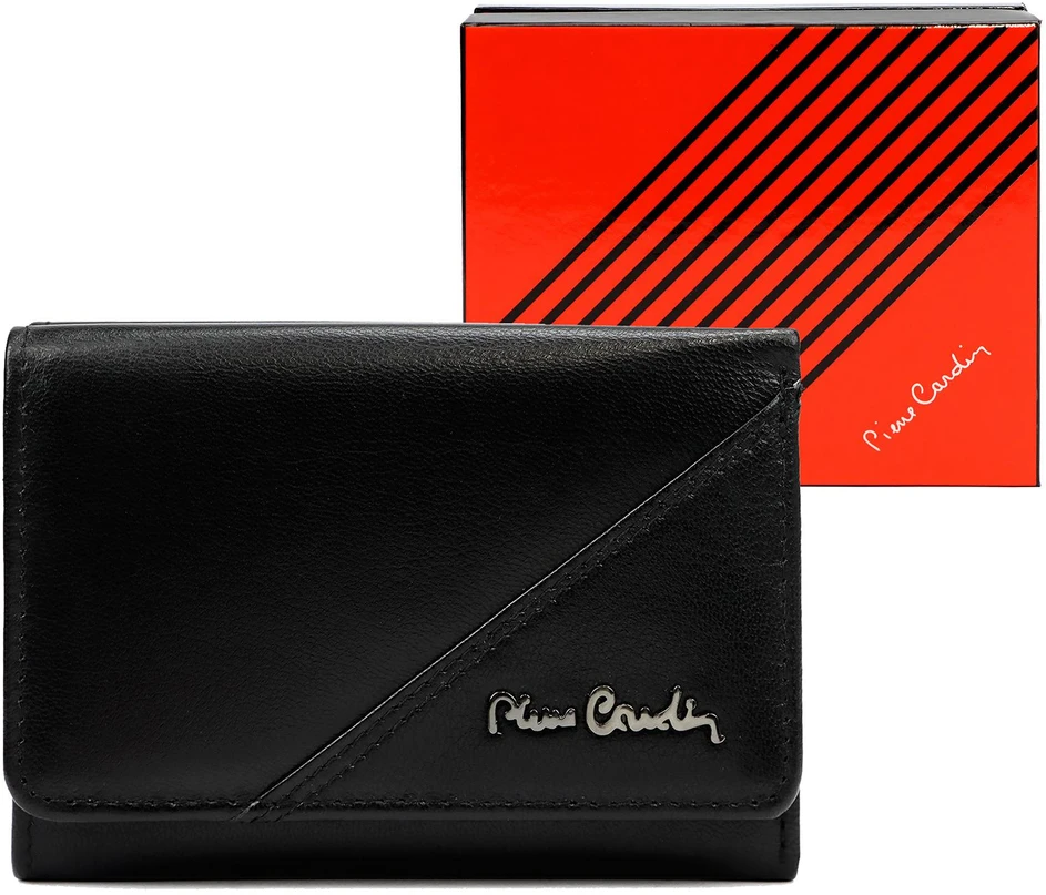 Pierre Cardin Portfel Damski Skórzany Średni RFID Zatrzask Skóra Naturalna