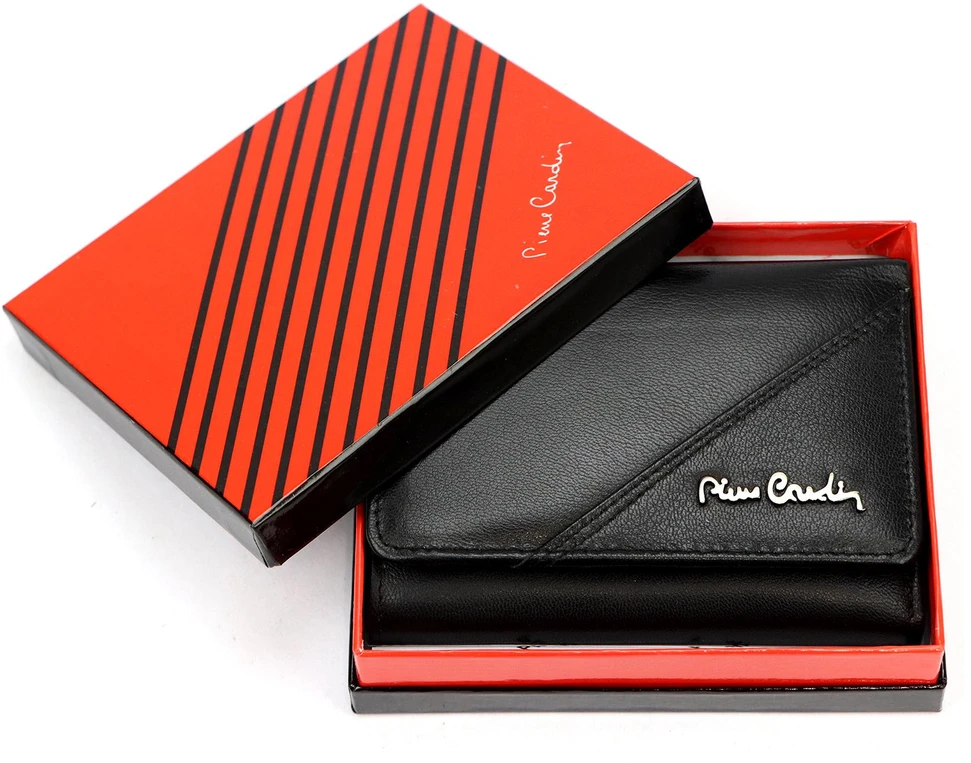 Pierre Cardin Portfel Damski Skórzany Średni RFID Zatrzask Skóra Naturalna