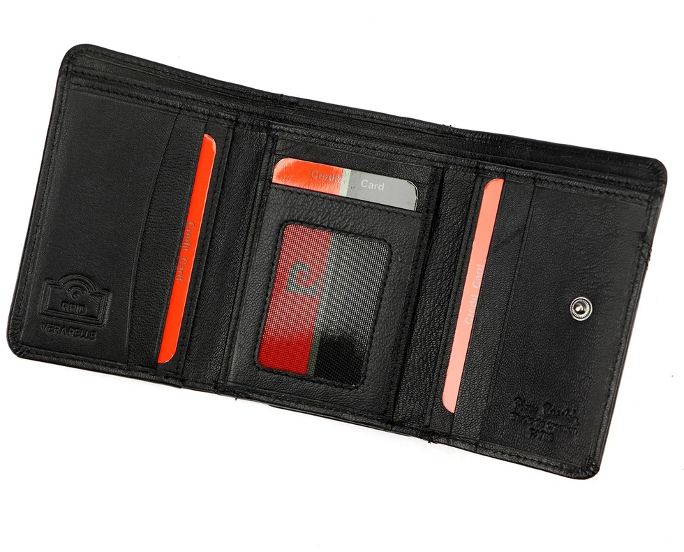 Pierre Cardin Portfel Damski Skórzany Średni RFID Zatrzask Skóra Naturalna