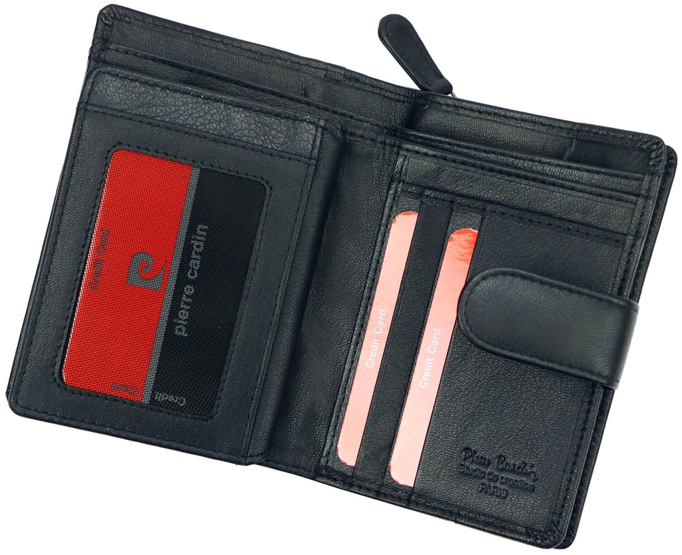 Pierre Cardin Pionowa Portmonetka Skórzany Pojemny Portfel RFID Zatrzask