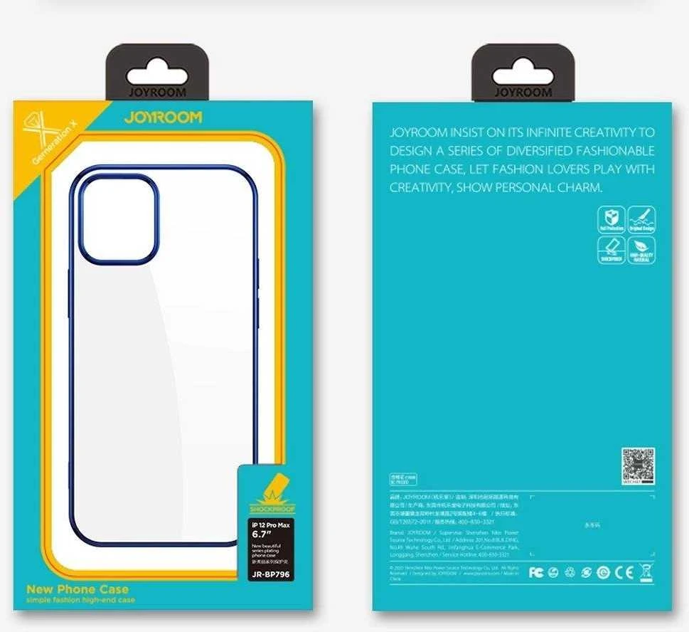 Joyroom New Beautiful Series ultra plonas with electroplated frame iPhone 12 Pro Max dėklas telefonui juodos spalvos (JR-BP796)