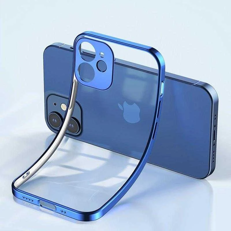 Joyroom New Beauty Series ultra plonas with electroplated frame iPhone 12 Pro dark-dėklas telefonui mėlynos spalvos (JR-BP743)