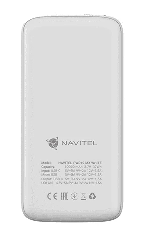 Navitel PWR10 MX 10000 mAh powerbankas, baltas