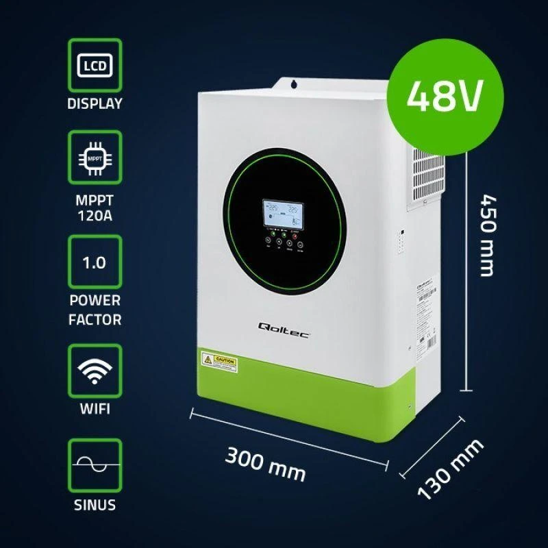 Qoltec Off-Grid 6200W 120A 48V hibridinis saulės inverteris