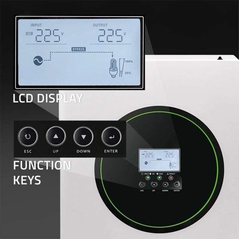 Qoltec Off-Grid 6200W 120A 48V hibridinis saulės inverteris