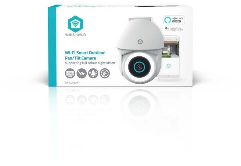 „Nedis Smartlife Wifi“ lauko kamera, IP65 judesio jutiklis, naktinio matymo funkcija, „Balta“