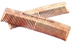 Dvigubos medinės nimbamedžio šukos, Sattva Ayurveda, 19 cm