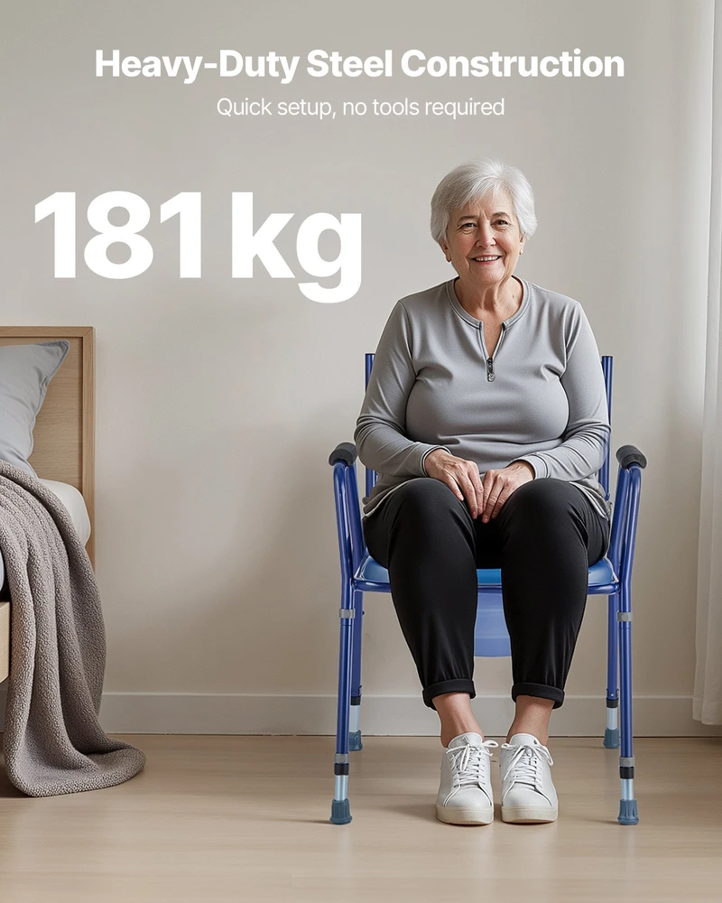 VEVOR Šoninis tualeto krėslas 3-in-1 iki 181 kg