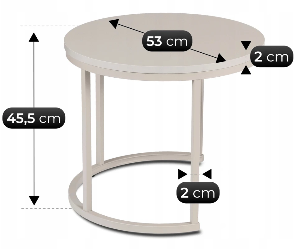 NELLY kavos staliukų komplektas, 43 cm/53 cm, kašmyro imitacijos, modernus