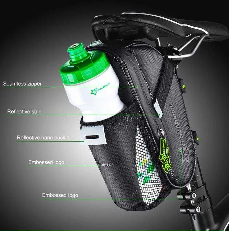 Rockbros C7-1 waterproof dviračio krepšys with saddle mounting 1.5l – juodos spalvos