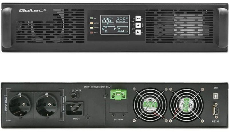 Nepertraukiamo maitinimo šaltinis (UPS) RACK 2.4kVA, 2400W, galios koeficientas 1.0, LCD ekranas, EPO, USB, On-line