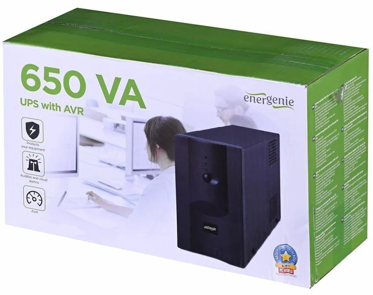 Ausinės Nepertraukiamo maitinimo šaltinis (UPS) ENERGENIE Power Cube UPS-PC-652A (stalinio tipo, TWR; 650VA)