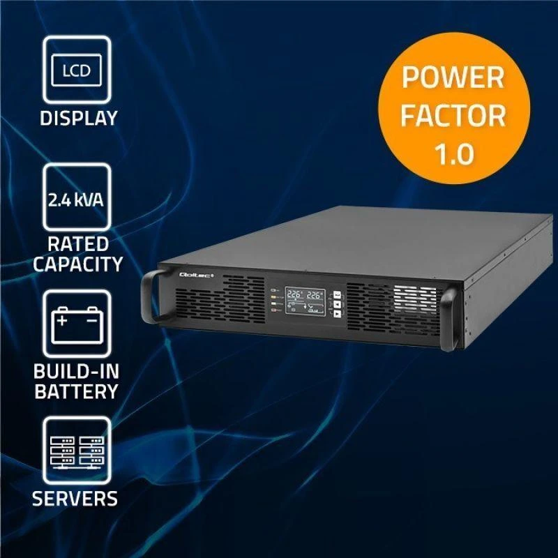 Nepertraukiamo maitinimo šaltinis (UPS) RACK 2.4kVA, 2400W, galios koeficientas 1.0, LCD ekranas, EPO, USB, On-line