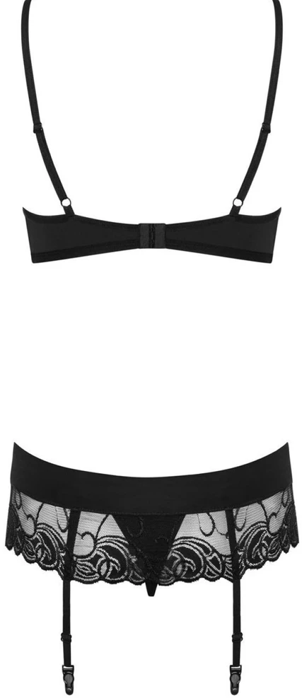 Obsessive - Wonderia Set 3 pcs Juodas L/XL 3 dalių apatinių komplektas