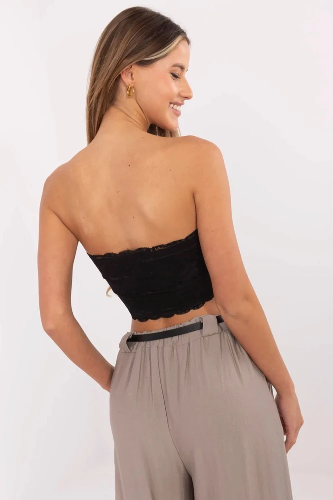 Nėriniuotas juodas bandeau topas vasarai Sublevel