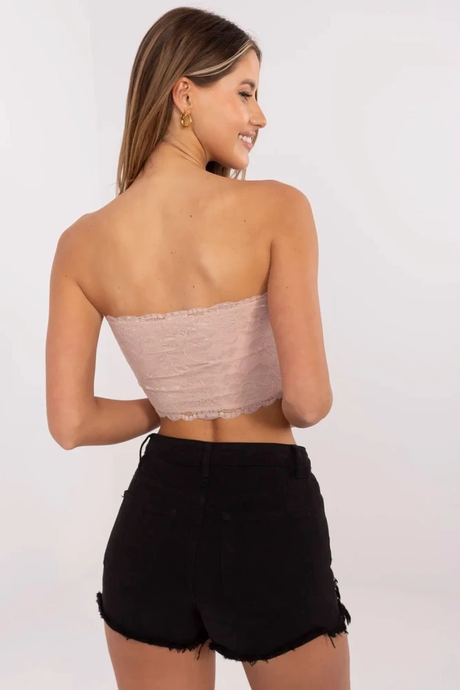 Nėriniuotas kūno spalvos bandeau topas vasarai Sublevel