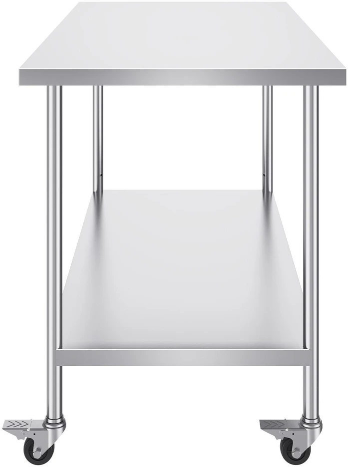 VEVOR nerūdijančio plieno darbastalis 76x152 cm su ratukais