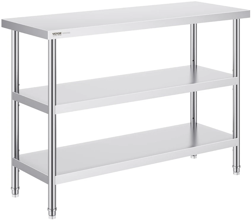 VEVOR Nerūdijančio plieno virtuvinis stalas 45x121 cm