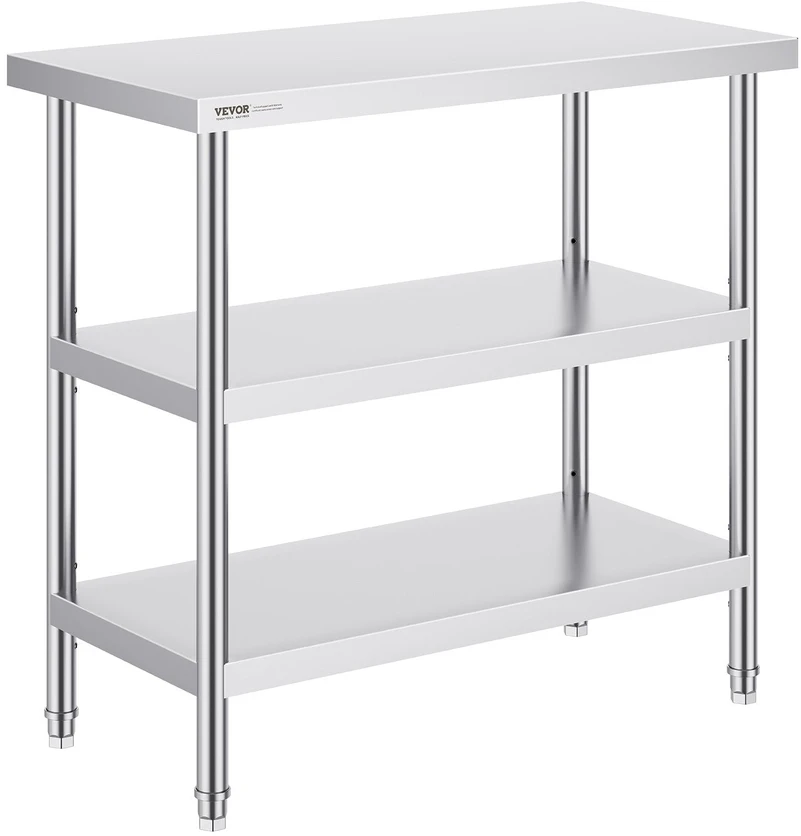 VEVOR Nerūdijančio plieno virtuvinis stalas 45x91 cm
