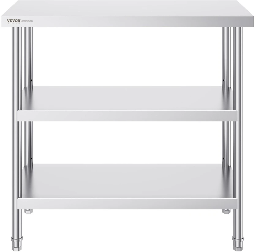 VEVOR Nerūdijančio plieno virtuvinis stalas 45x91 cm