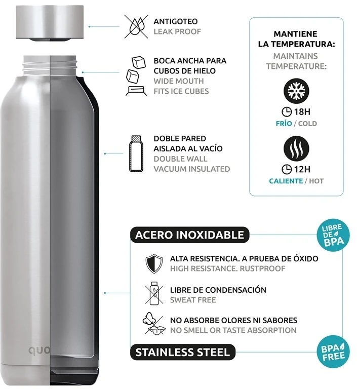 Quokka Solid - Stainless Steel Thermal Bottle 510 ml (Juodas Marble)