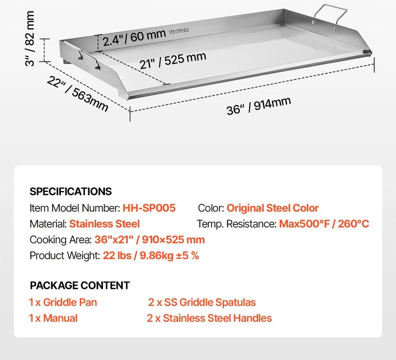 VEVOR Universalus 91x53 cm nerūdijančio plieno keptuvas