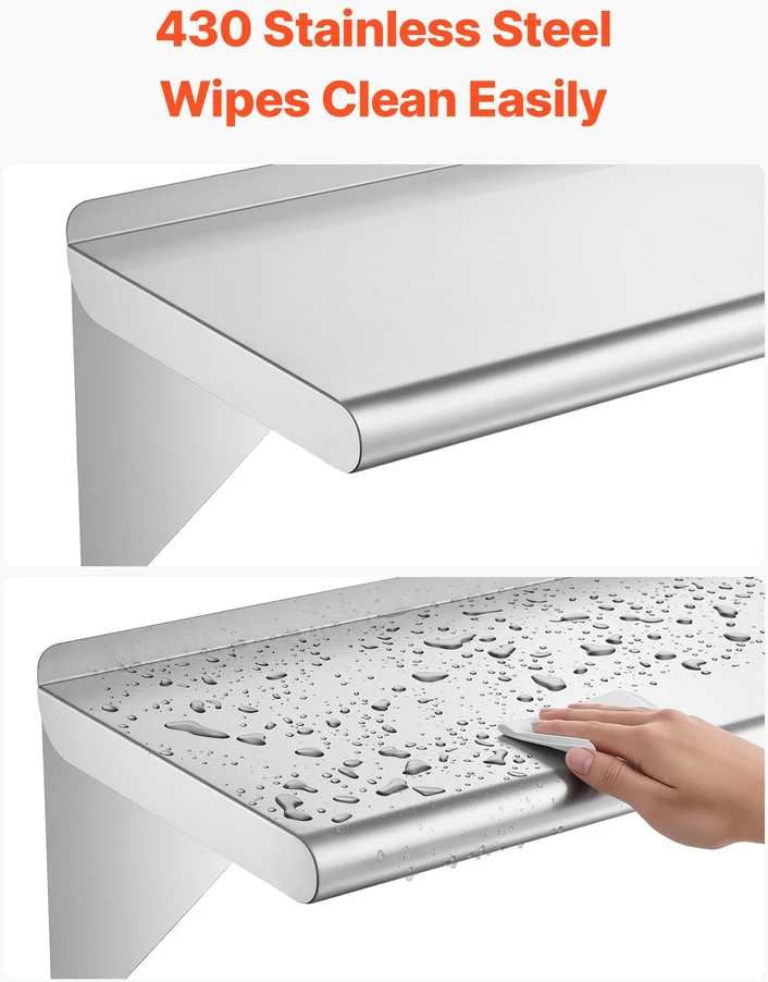 Nerūdijančio plieno lentynos VEVOR JC-DWS-1236-418, 305 x 914 mm, 2 vnt.