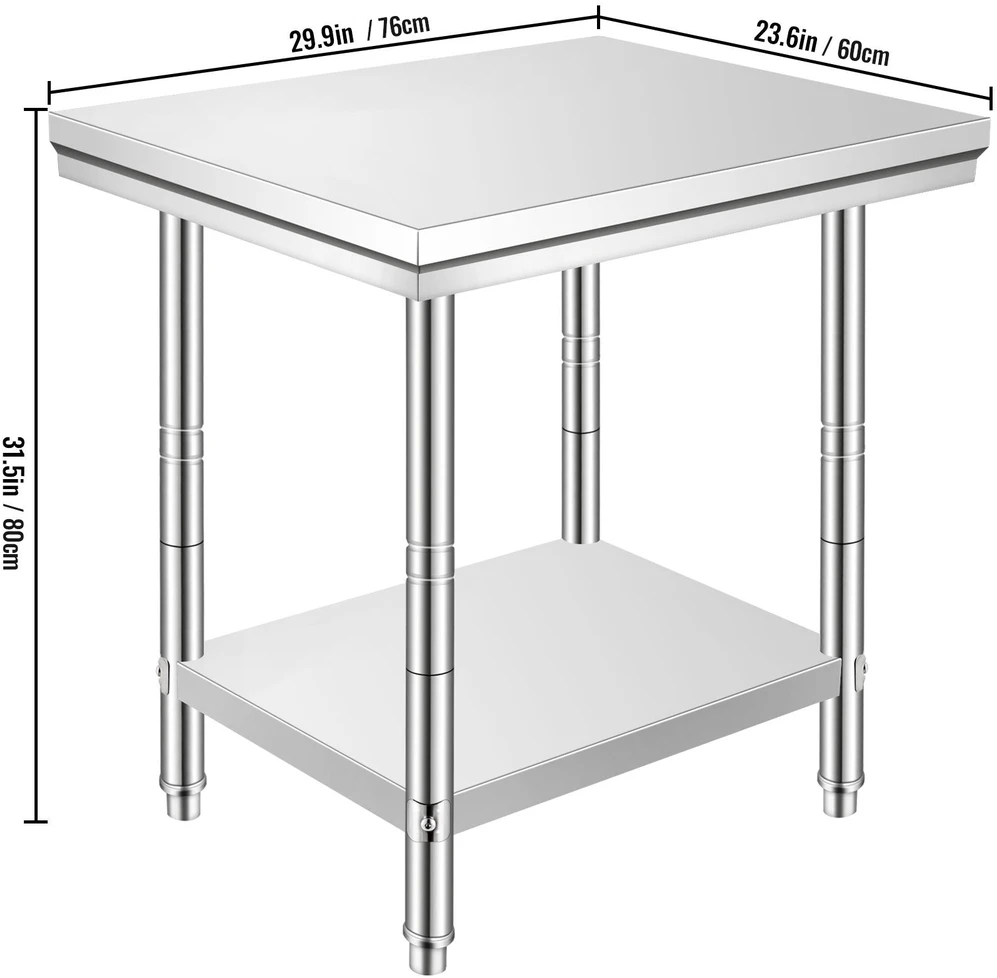 VEVOR Nerūdijančio plieno virtuvės darbo stalas 60x76x80 cm