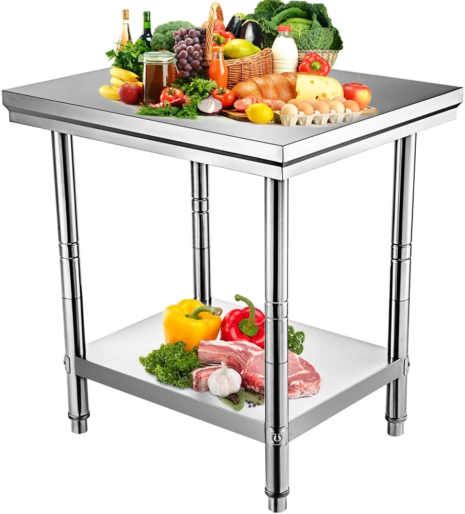 VEVOR Nerūdijančio plieno virtuvės darbo stalas 60x76x80 cm