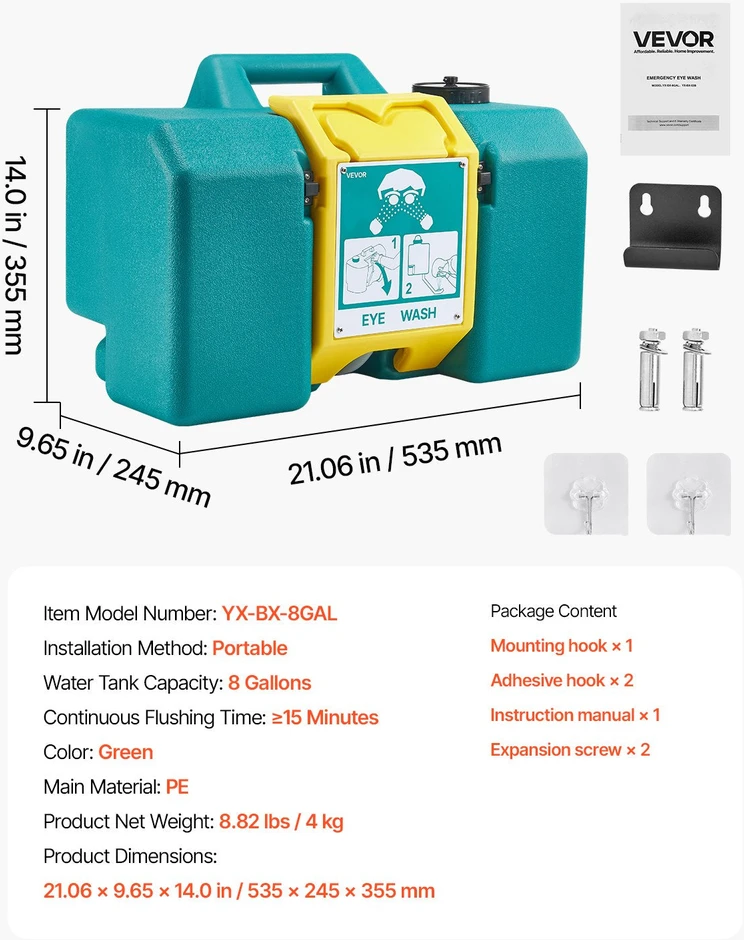 VEVOR Nešiojama akių plovykla 30 litrų
