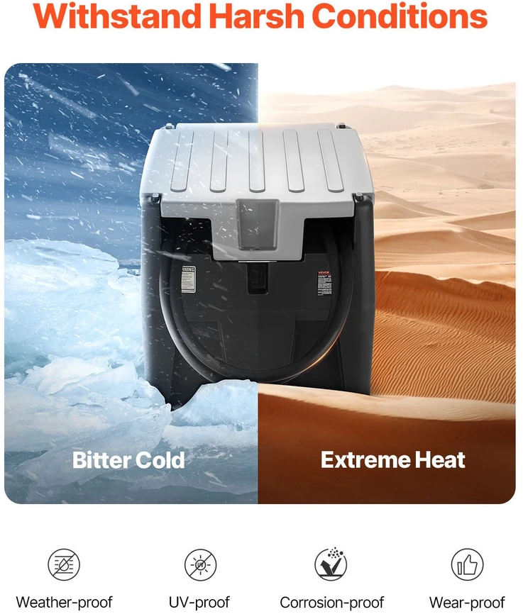 VEVOR Nešiojamas dyzelino bakas 220 l su siurbliu
