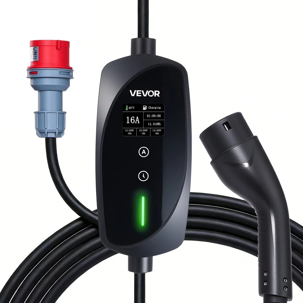 VEVOR Nešiojamas 11 kW EV įkroviklis su 8 m kabeliu
