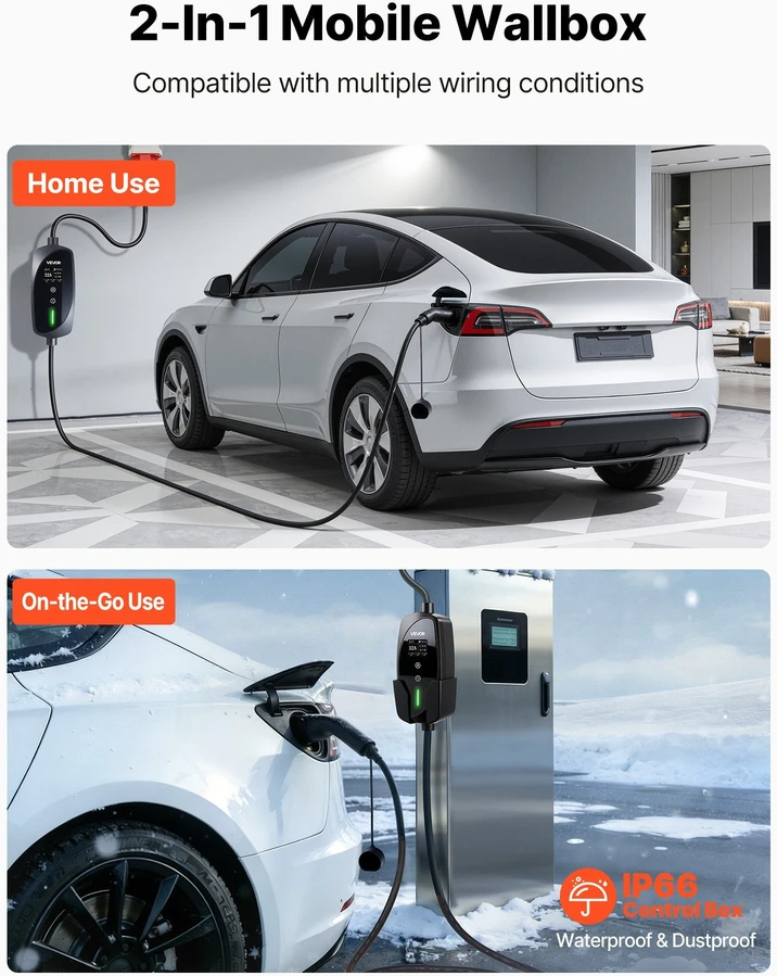 VEVOR Mobilus sieninis įkroviklis 22 kW 32A, 7 m