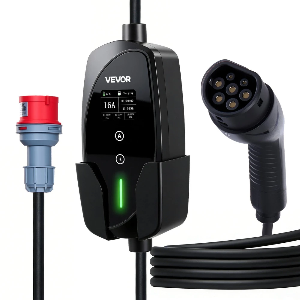 VEVOR Nešiojamas 11 kW EV įkroviklis su 8 m kabeliu