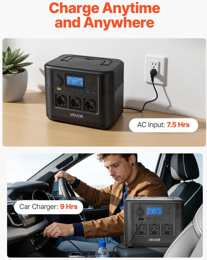 VEVOR Nešiojama saulės stotelė 1800W, 1008Wh