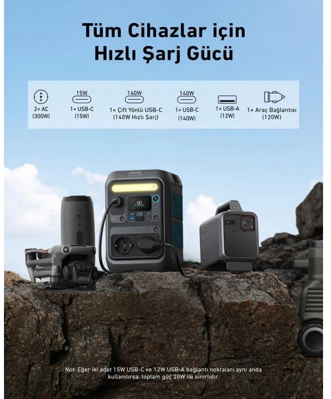 Anker SOLIX C300X nešiojama elektros energijos stotis 288 Wh | 300 W