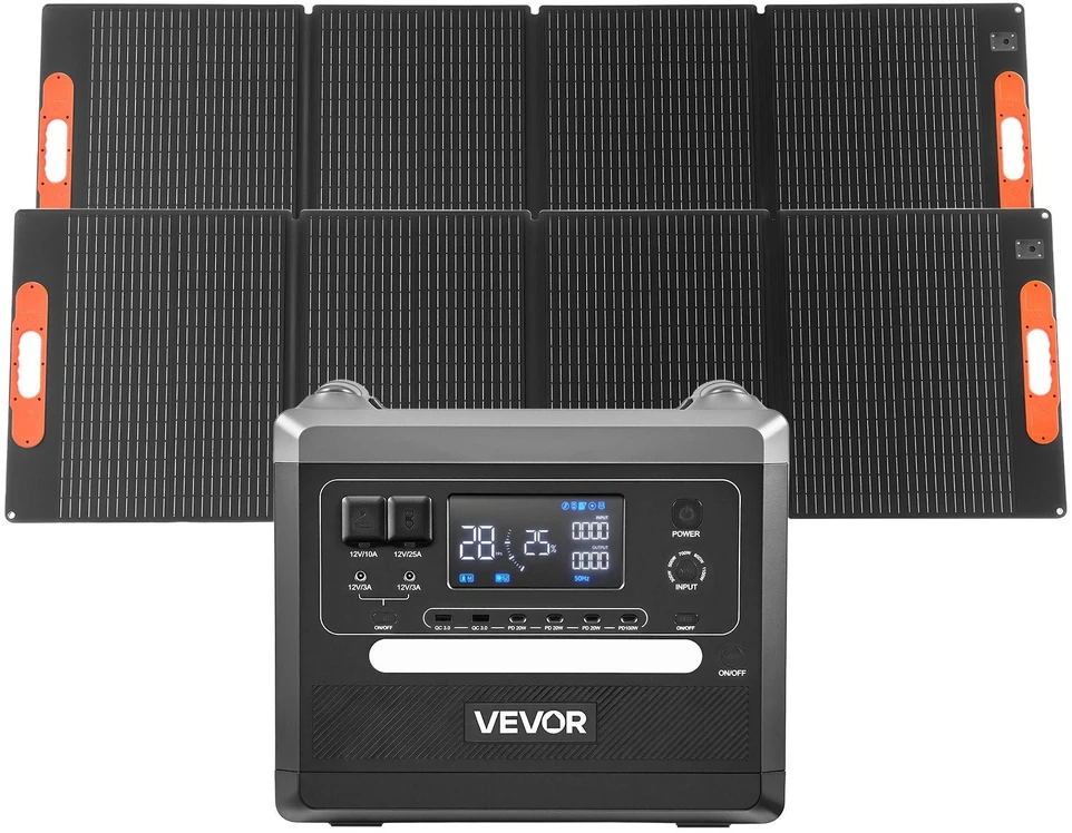 VEVOR Nešiojama saulės jėgainė 2400W su 2160Wh baterija