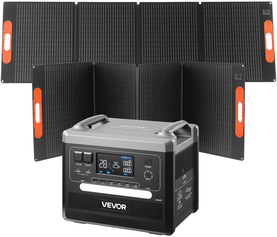 VEVOR Nešiojama saulės jėgainė 2400W su 2160Wh baterija
