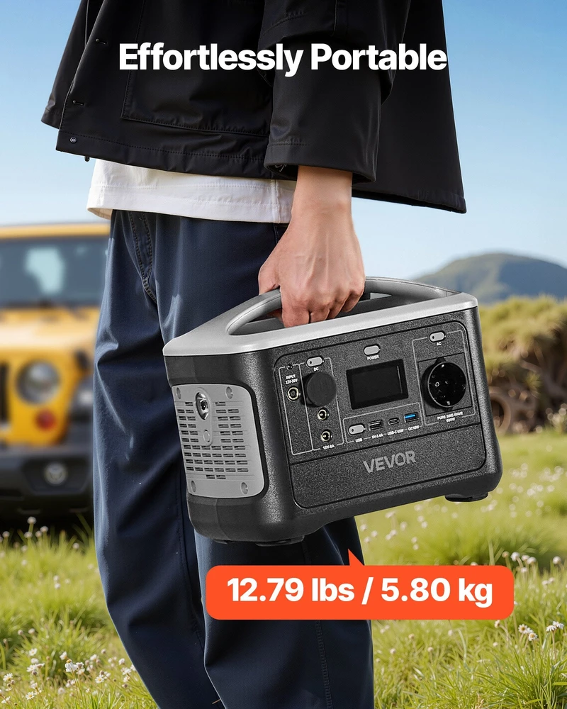 VEVOR Nešiojama 600W elektros stotis su LiFePO4 akumuliatoriumi