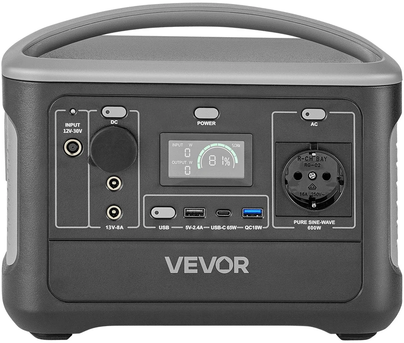 VEVOR Nešiojama 600W elektros stotis su LiFePO4 akumuliatoriumi