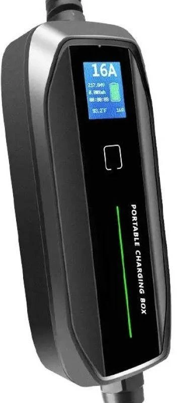 Nešiojamas elektromobilių įkroviklis Extralink BS-PCD030, 16A, 3.6kW, Schuko, 1 fazė, 5.5m, LCD ekranas, IP67