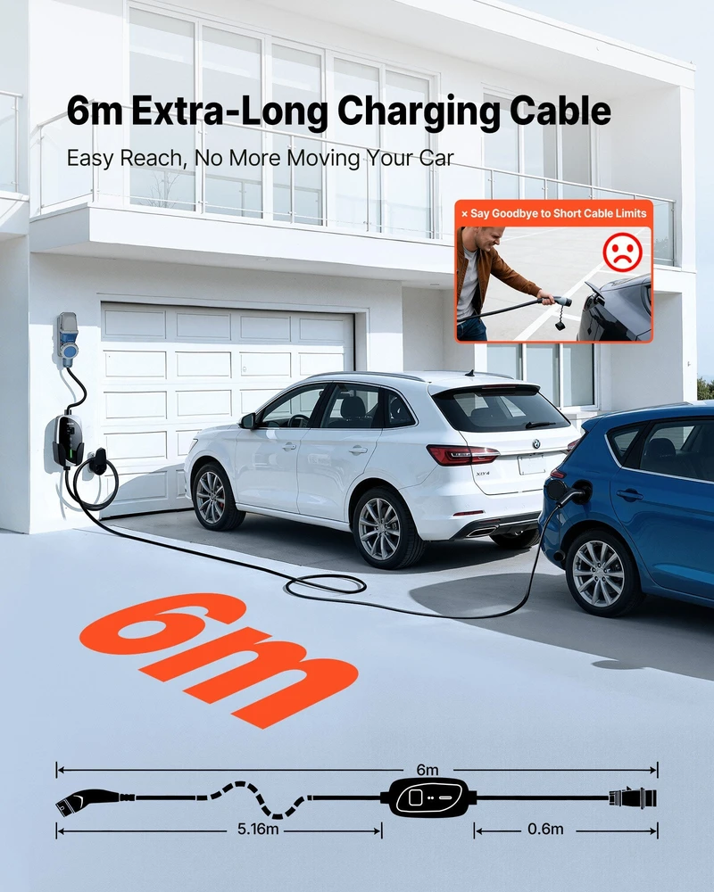 VEVOR Nešiojama EV įkrovimo stotelė su 7.4 kW galia