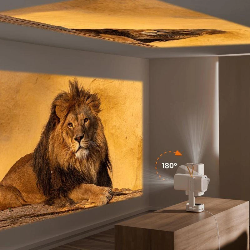 YABER T1 Pro, mini WiFi Projektorius su sukiojamu stovu, Full HD 1080P, 220 ANSI lumens, Creme