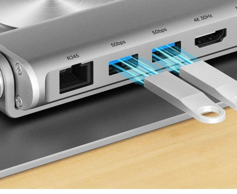 Reguliuojamas nešiojamojo kompiuterio stovas + USB-C HDMI šakotuvas Unitek D1109B01 PD 100W