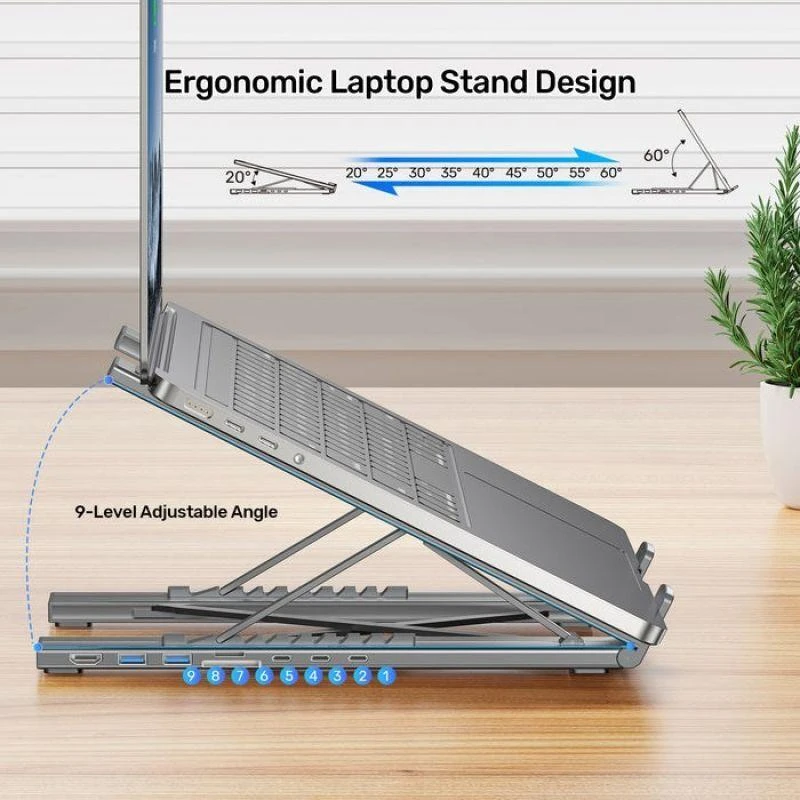 UNITEK D1137AGY01 nešiojamojo kompiuterio prijungimo stotelė / prievadų replikatorius, USB 3.2 Gen 1 (3.1 Gen 1) Type-C Sidabrinis