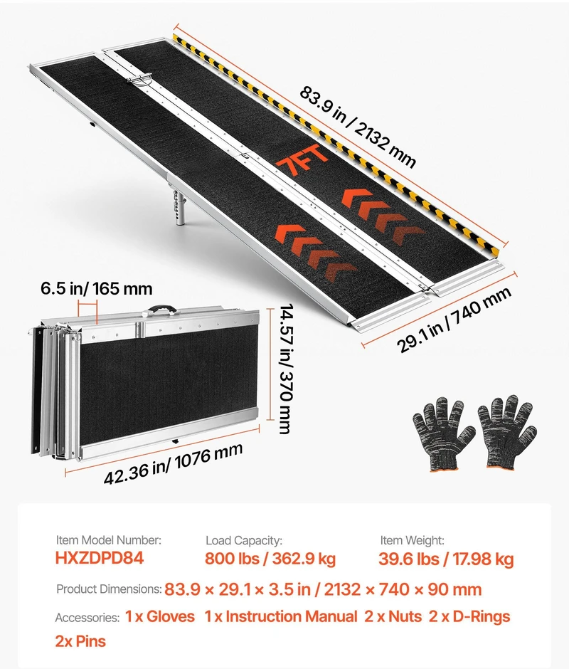 VEVOR Nešiojama neįgaliojo vežimėlio rampa, 2135 mm