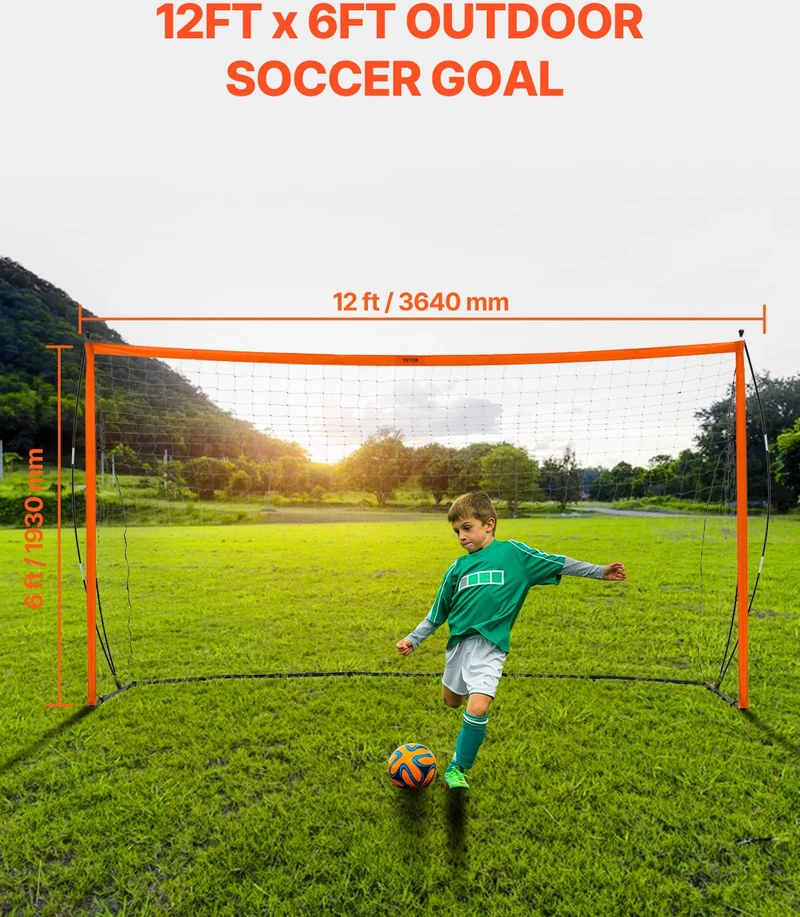 Vevor 12x6 pėdų nešiojamas futbolo vartų tinklas vaikams