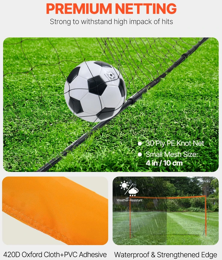 Vevor 12x6 pėdų nešiojamas futbolo vartų tinklas vaikams