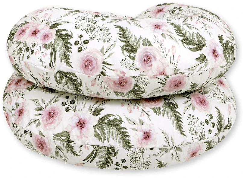 Nėštumo pagalvės užvalkalas C formai, medvilninis, „Romantic Peonies“