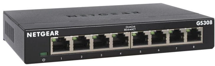 Ausinės NETGEAR GS308-300PES 8 prievadų nevaldomas gigabitinis komutatorius